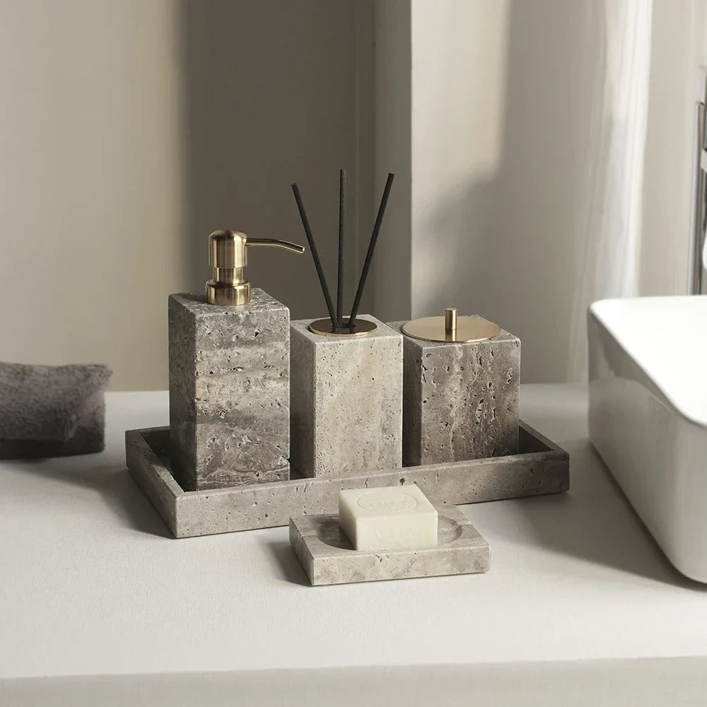 Grigio Travertine Bathroom Accessory Set