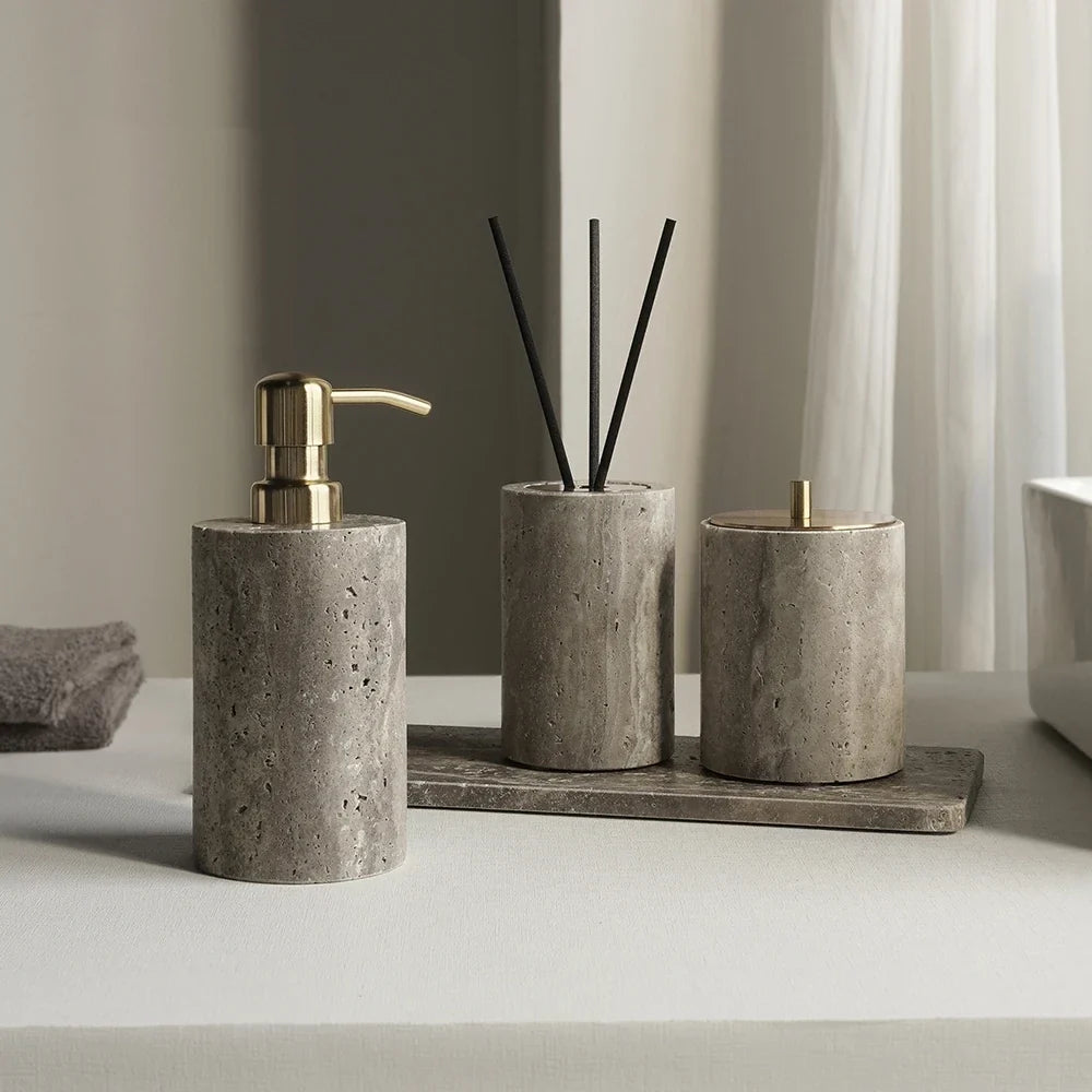 Grigio Travertine Bathroom Accessory Set