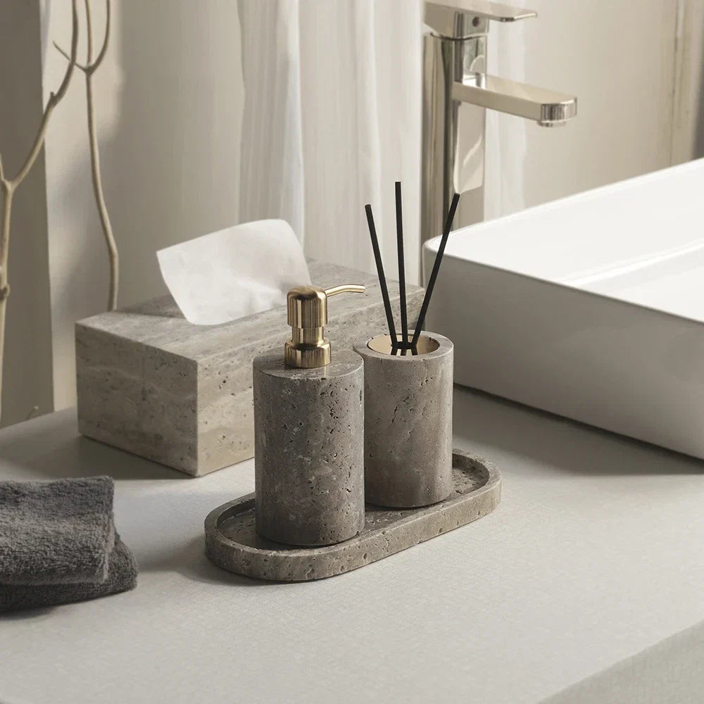 Grigio Travertine Bathroom Accessory Set