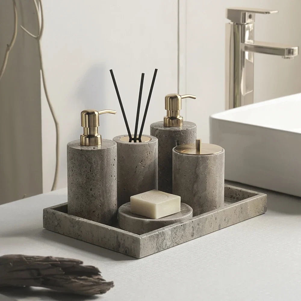 Grigio Travertine Bathroom Accessory Set